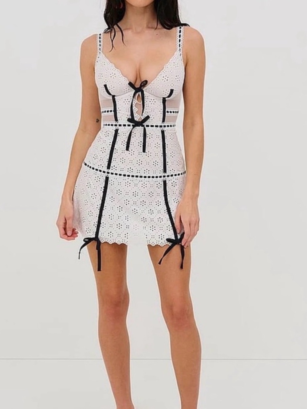 For Love and Lemons Heather Slip Dress in White